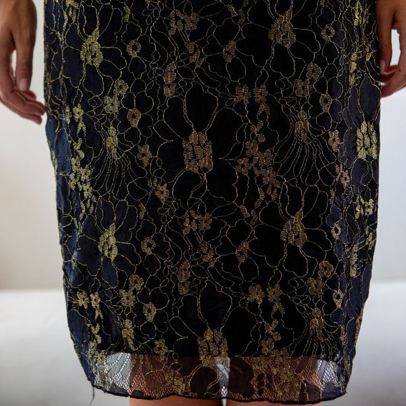 Shine In The Night Black and Gold Lace Midi Dress - Picture 4 of 7
